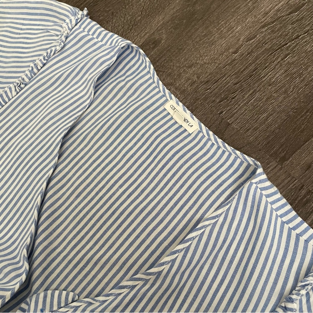 Cotton Candy Blue & White Striped Maxi Dress with Front Tie - Picture 4 of 15